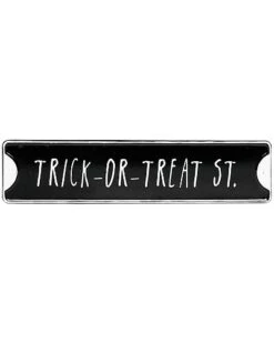 Metal 14.37In Black Halloween Embossed Road Sign Decor Home