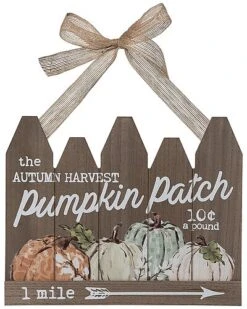 Wood 11.75In Multicolored Harvest Fencepost Pumpkin Patch Decor Home