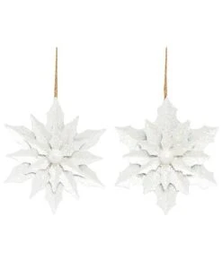Metal 5.5in Christmas Glitz Flower Ornament Set Of 2 Home