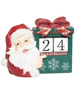Resin 10in Multicolored Christmas Santa Countdown With Blocks Set Of 3 Home