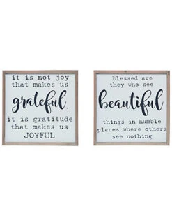 Wood 15in White Fall/Harvest Grateful/Be Decorative Set Home