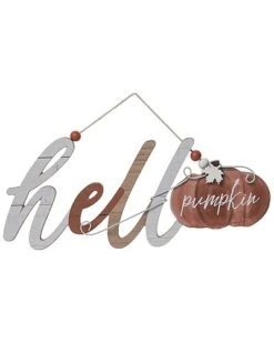 Wood 19In Multicolored Harvest Hello Pumpkin Wall Decor Home