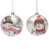 Glass 4.5in Multicolored Christmas Snowman Ornament Set Of 2 Home -Home Accents Shop 3050104994 RLLD 1