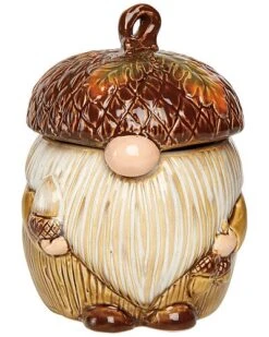 Ceramic 6.77In Multicolored Harvest Gnome Container Home