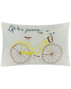 Fabric White Spring Life Is A Journey Lumbar Bicycle Pillow Home