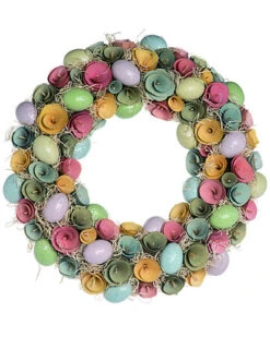 Foam Multicolor Easter Rosette Egg Wreath Home