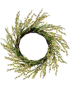 Foam 20in Cream Spring Cream With Greenery Wreath Home