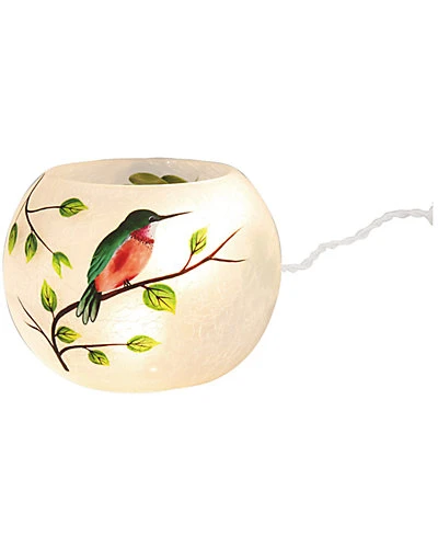 Glass White Spring Hummingbird Round Vase With LED Home 3 Glass White Spring Hummingbird Round Vase With LED Home