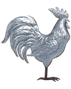 Metal Silver Spring Farmhouse Rooster Decor Home