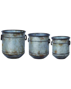 Metal Silver Spring Nested Round Planters Set Of 3 Home