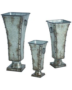 Metal Silver Spring Regal Containers Set Of 3 Home