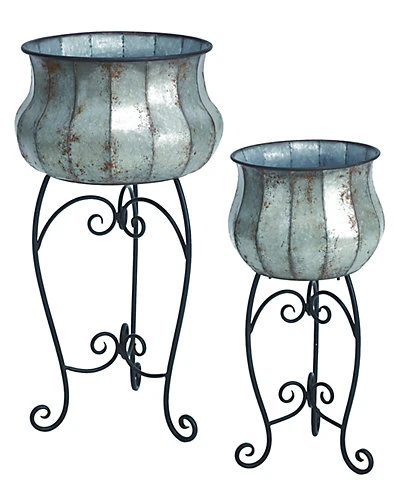 Set Of 2 Silver Spring Traditional Planters With Stands Home 3 Set Of 2 Silver Spring Traditional Planters With Stands Home