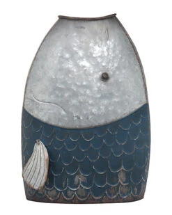 Metal Large Blue Spring Fish Canister Home