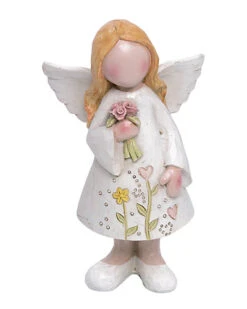 Resin Large White Spring Angel With Flowers Figurine Home