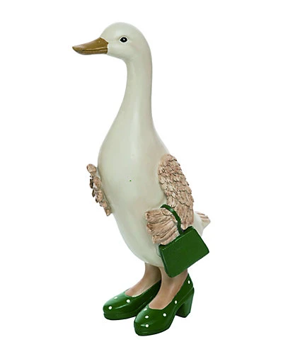 Resin Large White Spring Duck With High Heels And Purse Statuette Home 3 Resin Large White Spring Duck With High Heels And Purse Statuette Home