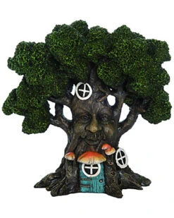 Resin Small Brown Spring Enchanted Garden Tree House With Face Home