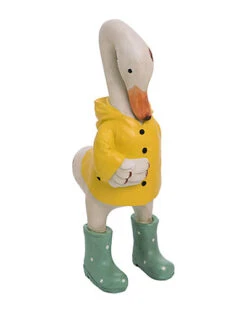 Resin Small Yellow Spring Duck With Raincoat And Boots Statuette 2 Home