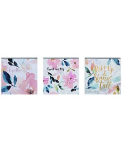 Set Of 3 Floral Word Block Decor Home