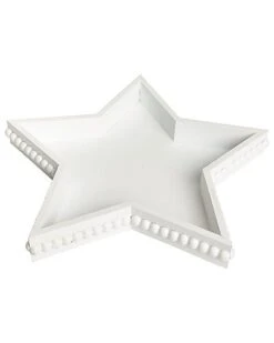Wood 15.25in Christmas Beaded Star Shaped Tray Home