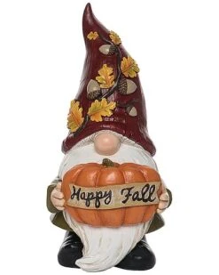 Resin 11In Multicolored Harvest Autumn Gnome Figurine Home