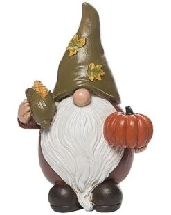 Resin 6.25In Multicolored Harvest Fall Leaf Gnome Figurine Home