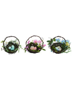 Set Of 3 Pastel Easter Egg Basket Home