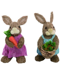 Set Of 2 Sisal Bright Bunnies Home