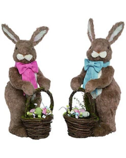 Set Of 2 Bunnies With Bows Home