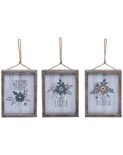 Set Of 3 Wood/MDF Spring Greeting Decor Home