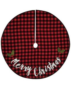 Polyester 48.03in Multicolored Christmas Buffalo Check Tree Skirt Home