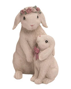 Resin 8in White Easter Flower Crown Bunny Figurine Home
