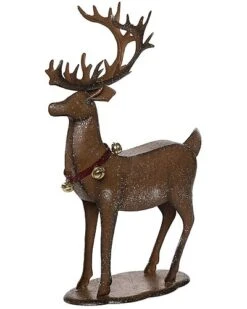 Metal 17.5in Christmas Standing Reindeer With Bells Home