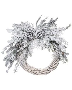 Artificial 22In Multicolored Harvest Autumn Snow Wreath Home