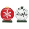 Wood 12.75in Multicolored Christmas Reversible Pumpkin And Ornament Decor, Set Of 2 Home -Home Accents Shop 3050281155 RLLD 1