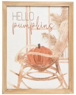Wood 15.75In Multicolored Harvest Hello Pumpkins Wall Art Home