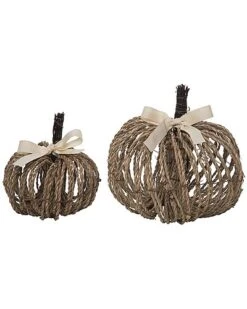 Natural Fiber 6.69In Brown Harvest Twine Bundle Pumpkins Set Of 2 Home