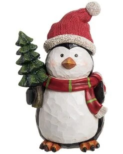 Resin 10.25in Multicolored Christmas Penguin Figurine Home