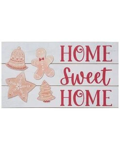 Wood 19.7in Multicolored Christmas Gingerbread Home Slat Decor