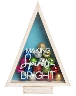 Wood 11.75in Multicolored Christmas Holiday Ornament Shadow Box Decor Home