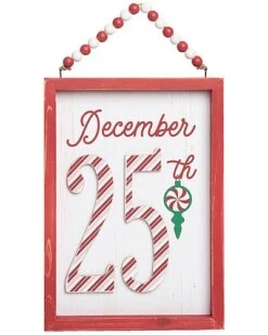 Wood 12.25in Multicolored Christmas Candy Cane Stripe Wall Decor Home