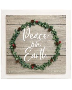 Wood 13.38in Multicolored Christmas Holiday Wreath Wall Decor Home