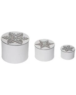 Metal 8in Christmas Winter Containers Set Of 3 Home