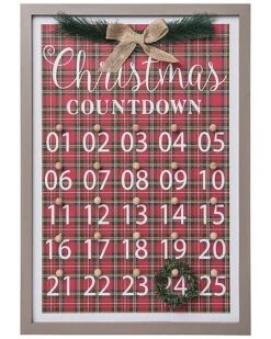 Wood 21.06in Multicolored Christmas Framed Holiday Countdown Home