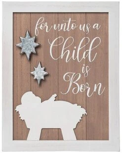 Wood 13.98in Multicolored Christmas Holy Night Block Decor Home