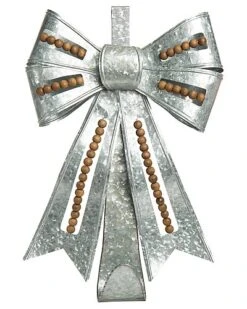 Metal 25.5in Christmas Beaded Bow Wreath Holder Home