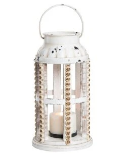 Wood 12.75in Christmas Hobnail Decorative Lantern Home