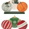 Wood 24.5in Multicolored Christmas Reversible Ornaments And Pumpkins Decor Home -Home Accents Shop 3050386411 RLLD 1