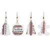 Wood 4.75in Multicolored Christmas Ticking Stripe Ornament Set Of 4 Home -Home Accents Shop 3050386417 RLLD 1