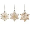 Glass 5.375in Multicolored Christmas Accent Snowflake Ornament Set Of 3 Home -Home Accents Shop 3050386425 RLLD 1
