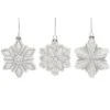 Glass 5.375in Clear Christmas Snowflake Ornament Set Of 3 Home -Home Accents Shop 3050386426 RLLD 1